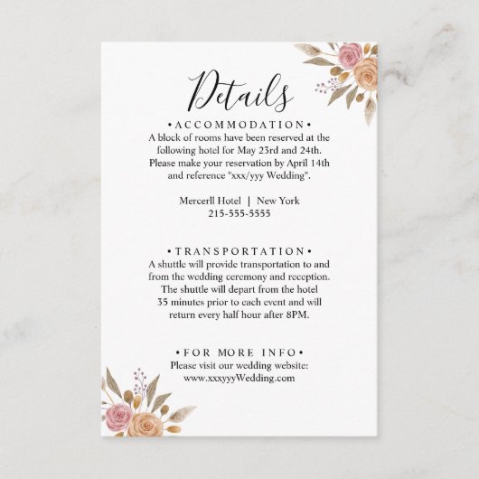 エレガント結婚フローラ エンクロージャーカード (正面)