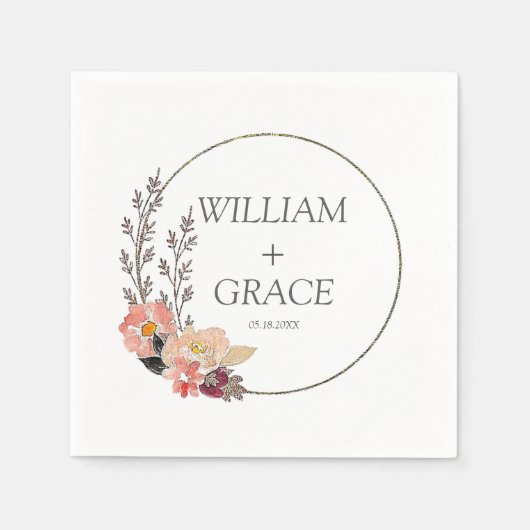 エレガント結婚フローラ スタンダードカクテルナプキン (正面)