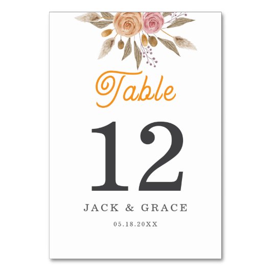 エレガント結婚フローラ テーブルナンバー (正面)