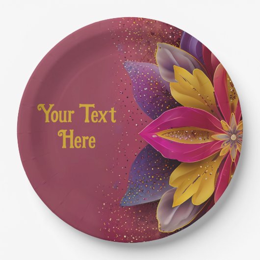 エレガント結婚フローラ ペーパープレート (正面)