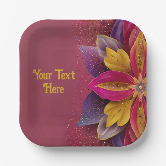 エレガント結婚フローラ ペーパープレート (正面)