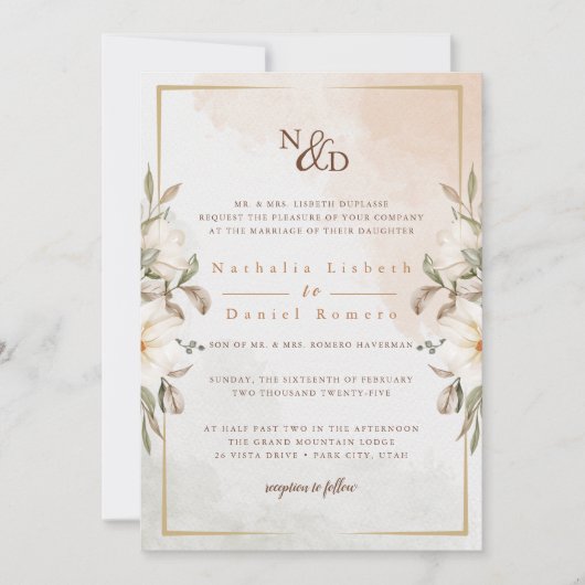 エレガント結婚フローラ 招待状 (正面)