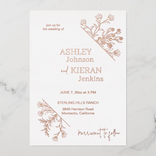 エレガント結婚フローラ 箔招待状 (正面)