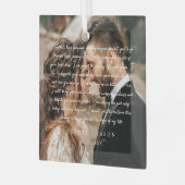 エレガント結婚ミニマルの誓の台本カップル写真 ガラスオーナメント (正面左)