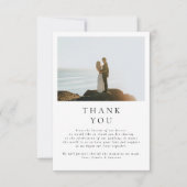 エレガント結婚ミニマルタイポグラフィの写真 サンキューカード (正面)