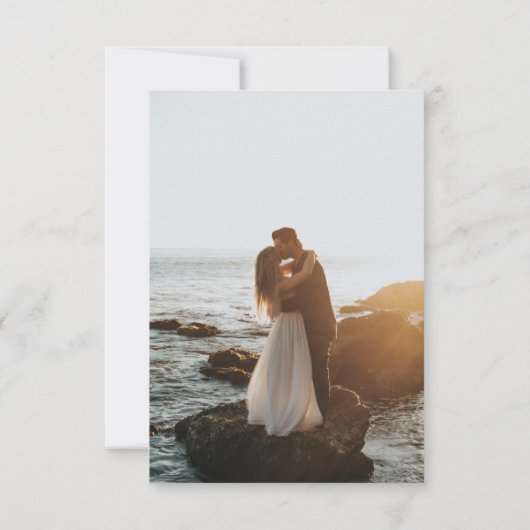 エレガント結婚ミニマルタイポグラフィの写真 サンキューカード (裏面)