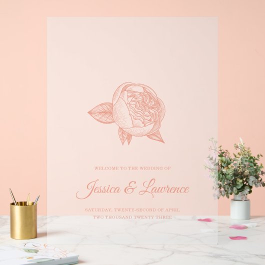 エレガント結婚ミニマル歓迎の曇り アクリルサイン (ウェディング)