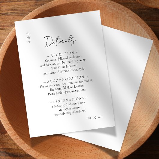 エレガント結婚ミニマル白黒詳細 エンクロージャーカード