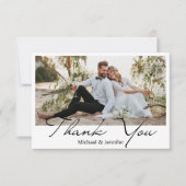 エレガント結婚ミニマル脚写真 サンキューカード (正面)