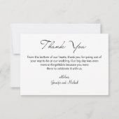 エレガント結婚ミニマル脚写真 サンキューカード (裏面)