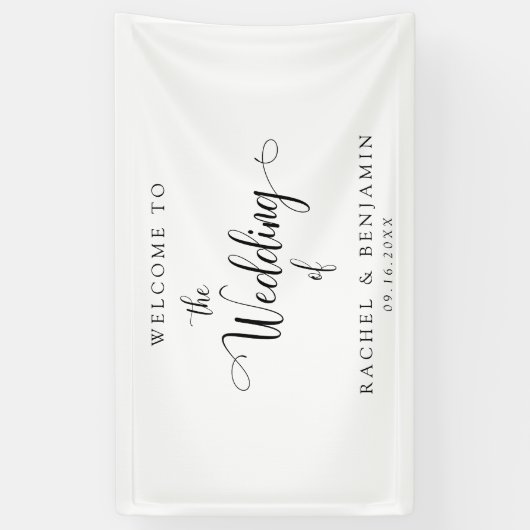 エレガント結婚ミニマルWelcomeのファンシー Script Black 横断幕 (縦)