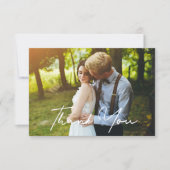 エレガント結婚モダンの2枚の写真 サンキューカード (正面)