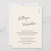 エレガント結婚モダンアイボリー 招待状 (正面)