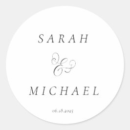 エレガント結婚モダンタイポグラフィ ラウンドシール