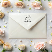 エレガント結婚モダンフローライニシャル セルフインキングスタンプ