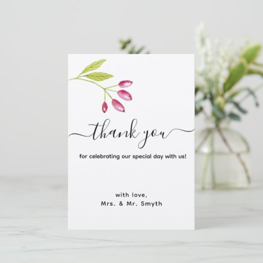 エレガント結婚モダンフローラサンキューカード 招待状 (スタンド正面)
