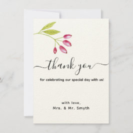 エレガント結婚モダンフローラサンキューカード 招待状