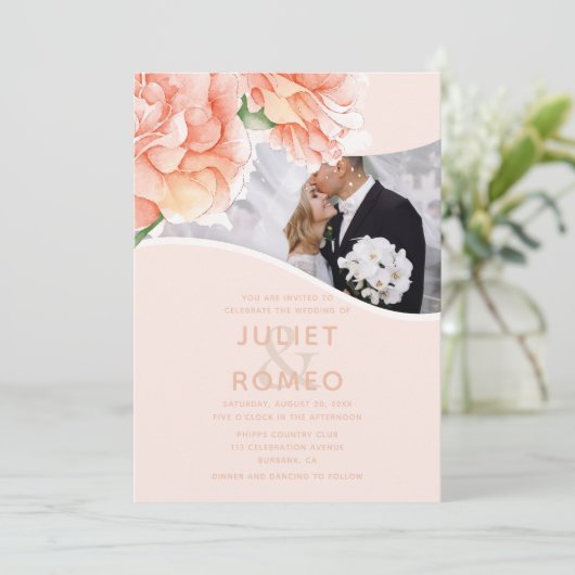 エレガント結婚モダンフローラ 招待状 (スタンド正面)