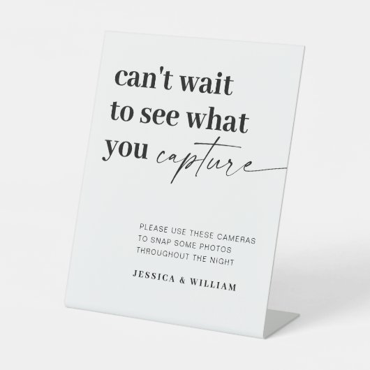 エレガント結婚モダン使い捨てカメラ標識 台座サイン (正面)