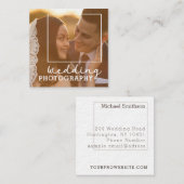 エレガント結婚モダン写真テンプレート スクエア名刺 (正面/裏面)