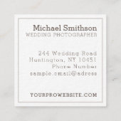 エレガント結婚モダン写真テンプレート スクエア名刺 (裏面)