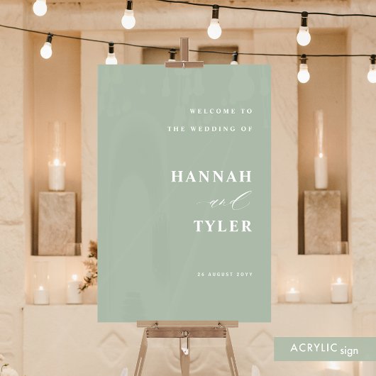 エレガント結婚モダン歓迎淡い色の緑 アクリルサイン