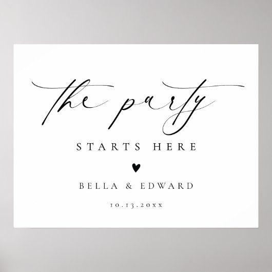 エレガント結婚モダン白黒歓迎サイン ポスター (正面)