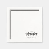 エレガント結婚モダン白黒 スタンダードカクテルナプキン (正面)