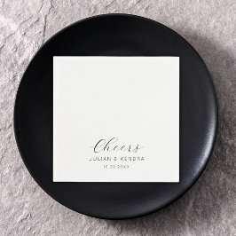 エレガント結婚モダン白黒 スタンダードカクテルナプキン