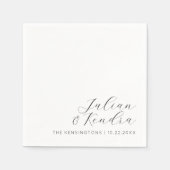 エレガント結婚モダン白黒 スタンダードカクテルナプキン (正面)