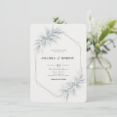 エレガント結婚モダン葉 招待状 (スタンド正面)