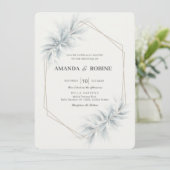 エレガント結婚モダン葉 招待状 (スタンド正面)