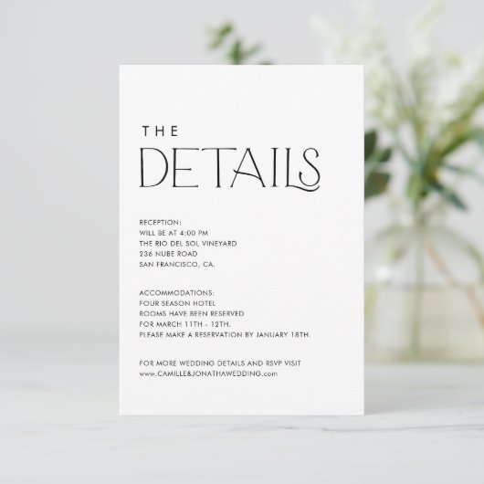 エレガント結婚モダン詳細 エンクロージャーカード (スタンド正面)