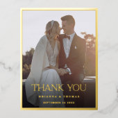 エレガント結婚モダン金ゴールド感謝はがき 箔招待状ポストカード (正面)