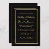 エレガント結婚モダン金ゴールド白黒招待状 招待状 (正面/裏面)