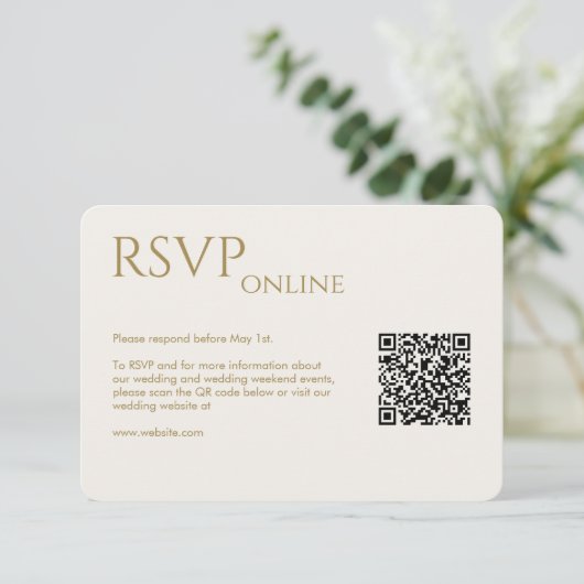 エレガント結婚モダン金ゴールド 出欠カード (スタンド正面)