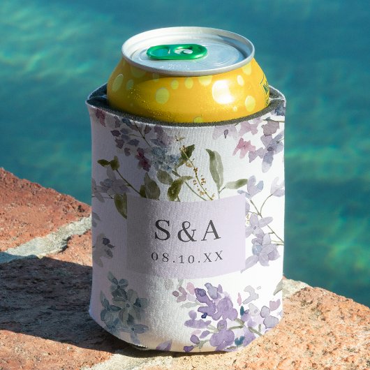 エレガント結婚モノグラムの 缶クーラー