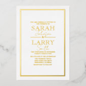 エレガント結婚伝統的金ゴールド箔招待状 箔招待状 (正面)