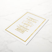 エレガント結婚伝統的金ゴールド箔招待状 箔招待状 (回転した状態)