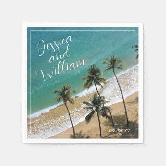 エレガント結婚夏 スタンダードカクテルナプキン (正面)