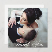 エレガント結婚式の写真カード正方形ありがとう サンキューカード (正面/裏面)