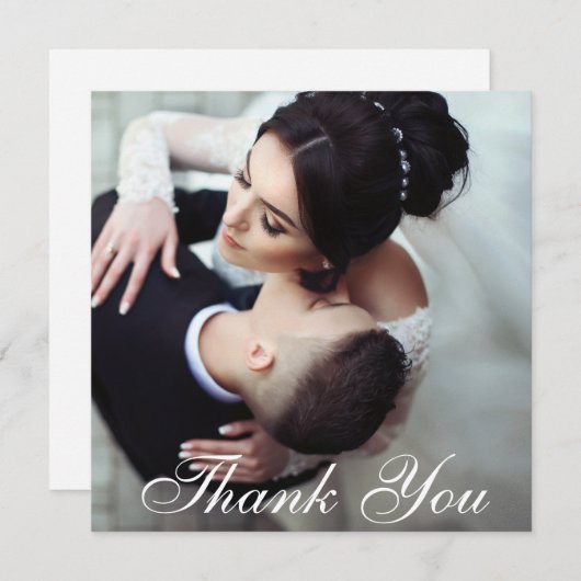 エレガント結婚式の写真カード正方形ありがとう サンキューカード (正面/裏面)