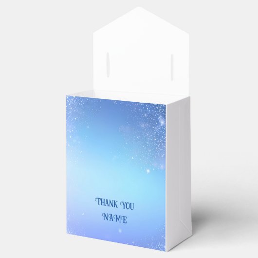 エレガント結婚式の招待のための青いスパークルデザイン&のために フェイバーボックス (オープン)