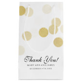 エレガント結婚式の金ゴールドホイルのグリッターライトありがとう スモールペーパーバッグ (正面)