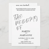 エレガント結婚白黒 招待状 (正面/裏面)