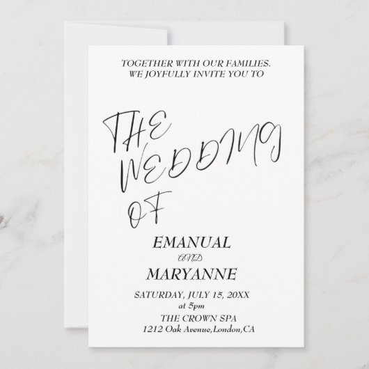 エレガント結婚白黒 招待状 (正面)