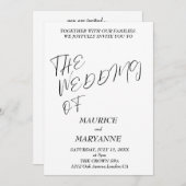 エレガント結婚白黒 招待状 (正面/裏面)