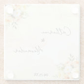 エレガント結婚素朴フローラの水色バラ ガラスコースター (裏面)