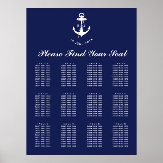 エレガント結婚航海のいかり座席表 ポスター (正面)