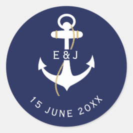 エレガント結婚航海のイニシャル ラウンドシール